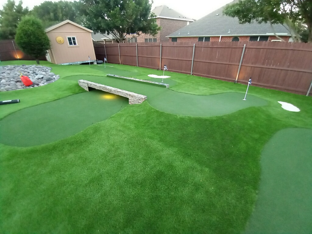 Completed putting green with bridge