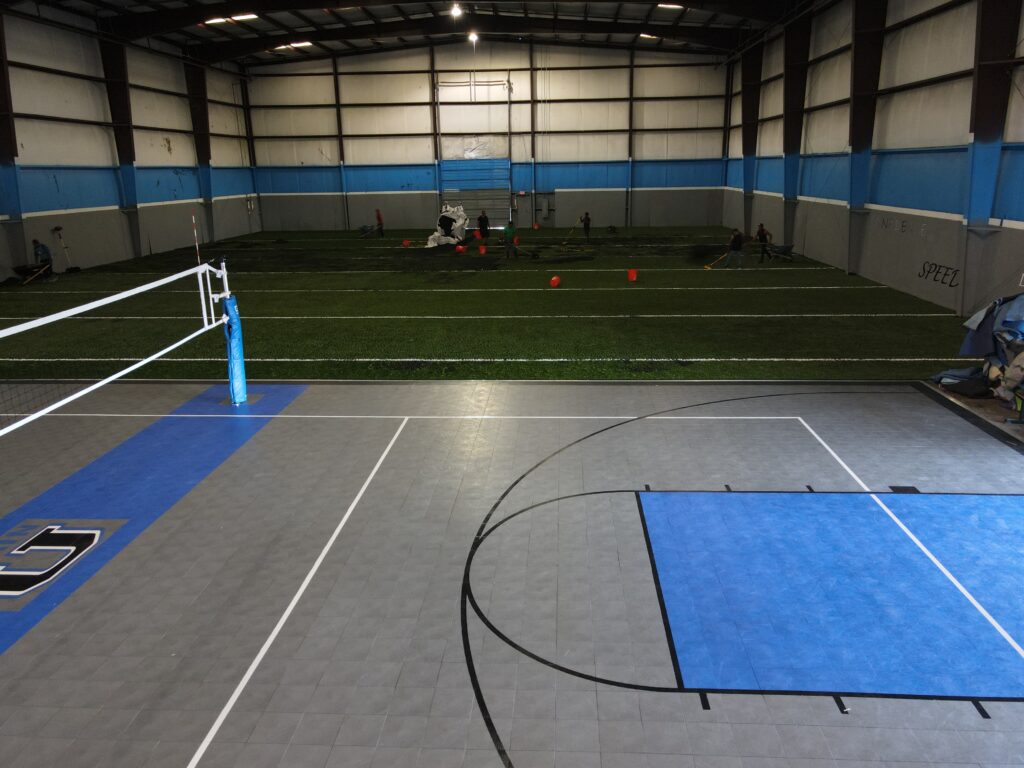Sport court in a warehouse