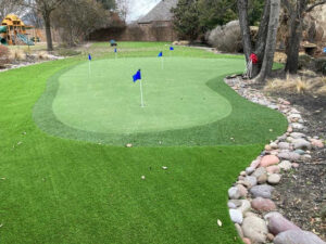 Putting green in a back yard