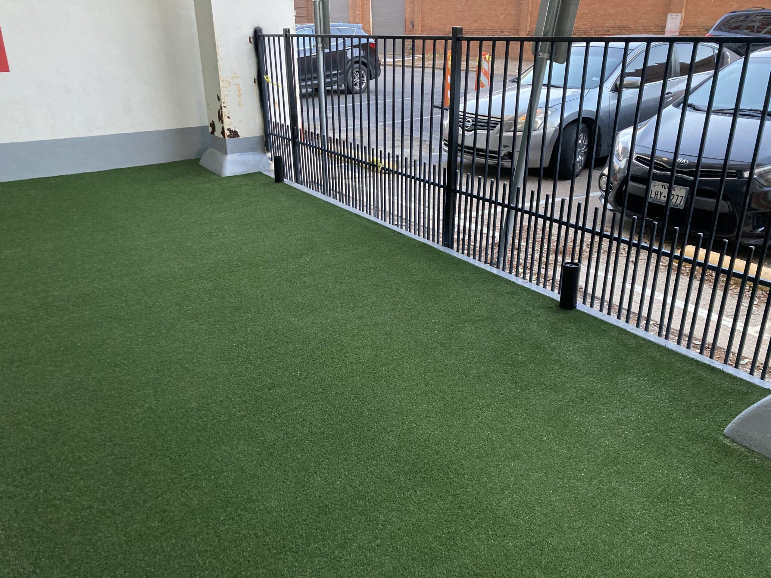 Pet relief area in an apartment complex